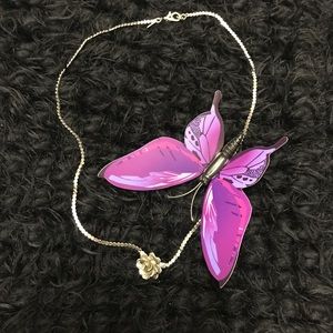 Monet Rose Silver Chocker Necklace